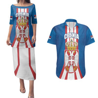 Personalized Serbia Coat of Arms Couples Matching Puletasi and Hawaiian Shirt The Serbian Eagle and Serbian cross