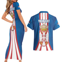 Personalized Serbia Coat of Arms Couples Matching Short Sleeve Bodycon Dress and Hawaiian Shirt The Serbian Eagle and Serbian cross