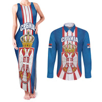 Personalized Serbia Coat of Arms Couples Matching Tank Maxi Dress and Long Sleeve Button Shirt The Serbian Eagle and Serbian cross
