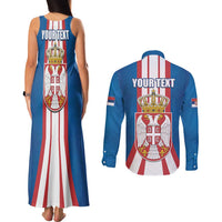 Personalized Serbia Coat of Arms Couples Matching Tank Maxi Dress and Long Sleeve Button Shirt The Serbian Eagle and Serbian cross