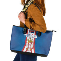 Personalized Serbia Coat of Arms Leather Tote Bag The Serbian Eagle and Serbian cross