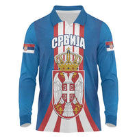 Personalized Serbia Coat of Arms Long Sleeve Polo Shirt The Serbian Eagle and Serbian cross