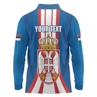 Personalized Serbia Coat of Arms Long Sleeve Polo Shirt The Serbian Eagle and Serbian cross