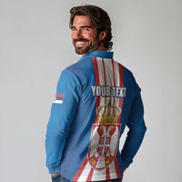 Personalized Serbia Coat of Arms Long Sleeve Polo Shirt The Serbian Eagle and Serbian cross