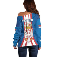 Personalized Serbia Coat of Arms Off Shoulder Sweater The Serbian Eagle and Serbian cross