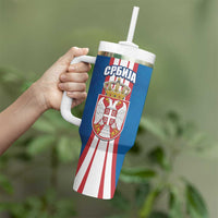 Personalized Serbia Coat of Arms Tumbler With Handle The Serbian Eagle and Serbian cross