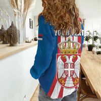 Personalized Serbia Coat of Arms Women Casual Shirt The Serbian Eagle and Serbian cross