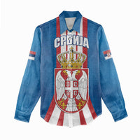 Personalized Serbia Coat of Arms Women Casual Shirt The Serbian Eagle and Serbian cross