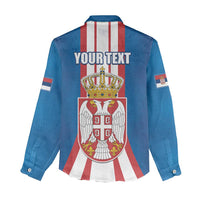 Personalized Serbia Coat of Arms Women Casual Shirt The Serbian Eagle and Serbian cross