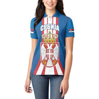 Personalized Serbia Coat of Arms Women Polo Shirt The Serbian Eagle and Serbian cross