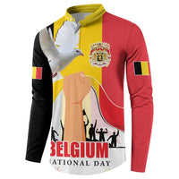 Belgian National Day Button Sweatshirt 21th July Flag with Dove