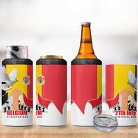 Belgian National Day 4 in 1 Can Cooler Tumbler 21th July Flag with Dove
