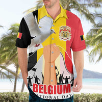 Belgian National Day Hawaiian Shirt 21th July Flag with Dove
