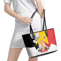 Belgian National Day Leather Tote Bag 21th July Flag with Dove
