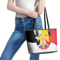 Belgian National Day Leather Tote Bag 21th July Flag with Dove