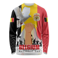 Belgian National Day Long Sleeve Shirt 21th July Flag with Dove