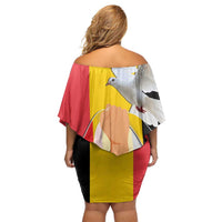 Belgian National Day Off Shoulder Short Dress 21th July Flag with Dove