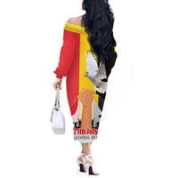 Belgian National Day Off The Shoulder Long Sleeve Dress 21th July Flag with Dove