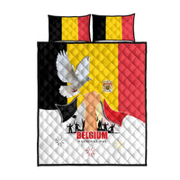 Belgian National Day Quilt Bed Set 21th July Flag with Dove