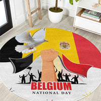 Belgian National Day Round Carpet 21th July Flag with Dove