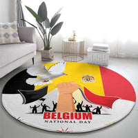 Belgian National Day Round Carpet 21th July Flag with Dove