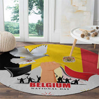 Belgian National Day Round Carpet 21th July Flag with Dove
