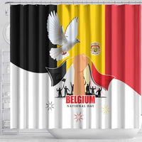 Belgian National Day Shower Curtain 21th July Flag with Dove