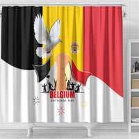 Belgian National Day Shower Curtain 21th July Flag with Dove