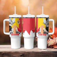 Belgian National Day Tumbler With Handle 21th July Flag with Dove