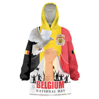 Belgian National Day Wearable Blanket Hoodie 21th July Flag with Dove