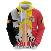 Belgian National Day Zip Hoodie 21th July Flag with Dove