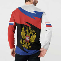 Russia Coat of Arms Button Sweatshirt Russian Eagle Two Heads Simple Style LT17 - Wonder Print Shop