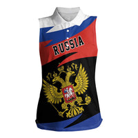 Russia Coat of Arms Women Sleeveless Polo Shirt Russian Eagle Two Heads Simple Style LT17 - Wonder Print Shop
