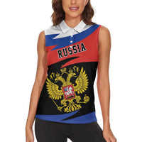 Russia Coat of Arms Women Sleeveless Polo Shirt Russian Eagle Two Heads Simple Style LT17 - Wonder Print Shop