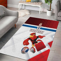 Custom Serbia Football Area Rug Sporty Style with Eagle Mascot