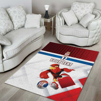 Custom Serbia Football Area Rug Sporty Style with Eagle Mascot