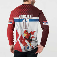 Custom Serbia Football Button Sweatshirt Sporty Style with Eagle Mascot
