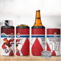 Custom Serbia Football 4 in 1 Can Cooler Tumbler Sporty Style with Eagle Mascot
