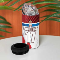Custom Serbia Football 4 in 1 Can Cooler Tumbler Sporty Style with Eagle Mascot