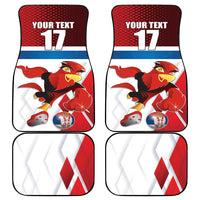 Custom Serbia Football Car Mats Sporty Style with Eagle Mascot