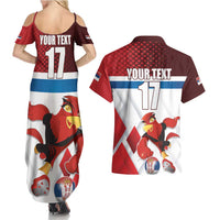 Custom Serbia Football Couples Matching Summer Maxi Dress and Hawaiian Shirt Sporty Style with Eagle Mascot