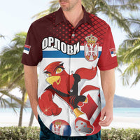 Custom Serbia Football Hawaiian Shirt Sporty Style with Eagle Mascot