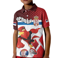 Custom Serbia Football Kid Polo Shirt Sporty Style with Eagle Mascot
