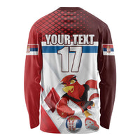 Custom Serbia Football Long Sleeve Shirt Sporty Style with Eagle Mascot