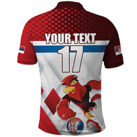 Custom Serbia Football Polo Shirt Sporty Style with Eagle Mascot