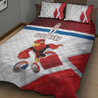 Custom Serbia Football Quilt Bed Set Sporty Style with Eagle Mascot
