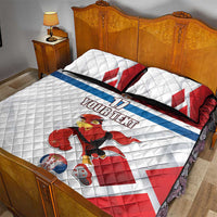 Custom Serbia Football Quilt Bed Set Sporty Style with Eagle Mascot