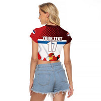 Custom Serbia Football Raglan Cropped T Shirt Sporty Style with Eagle Mascot