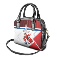 Custom Serbia Football Shoulder Handbag Sporty Style with Eagle Mascot