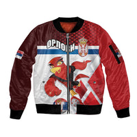 Custom Serbia Football Sleeve Zip Bomber Jacket Sporty Style with Eagle Mascot